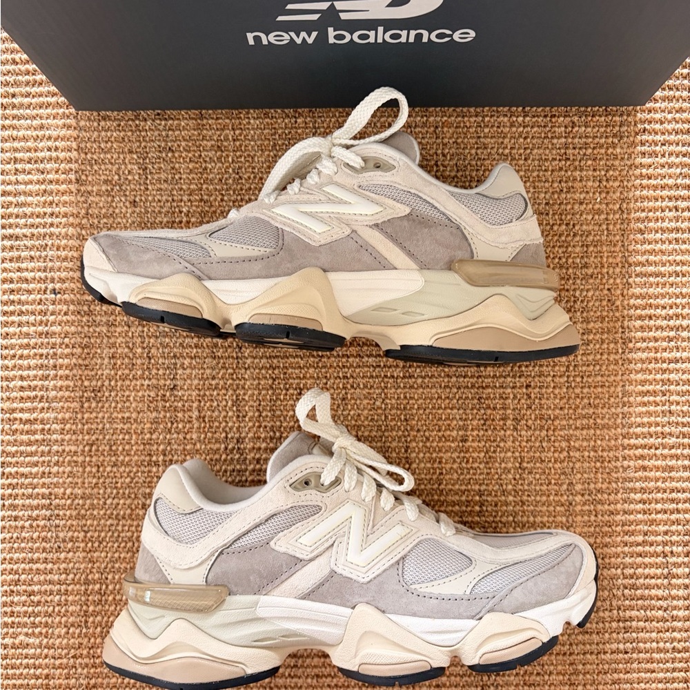 New Balance 9060 Beige and Grey Suede Sneakers W 5.5